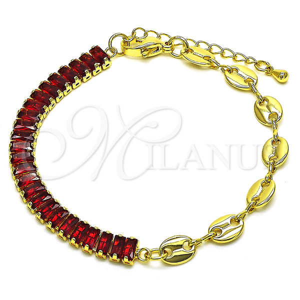 Gold Filled Bracelet — Fancy Bracelet Puff Mariner and Baguette Design with — main product view — SKU 148589 | Oro Laminado brazalete — elegante Bracelet Puff Mariner and Baguette diseño with — SKU 148589