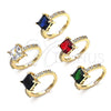 Oro Laminado Multi Stone Ring, Gold Filled Style with Black Cubic Zirconia and White Micro Pave, Polished, Golden Finish, 01.284.0056.2 (One size fits all)