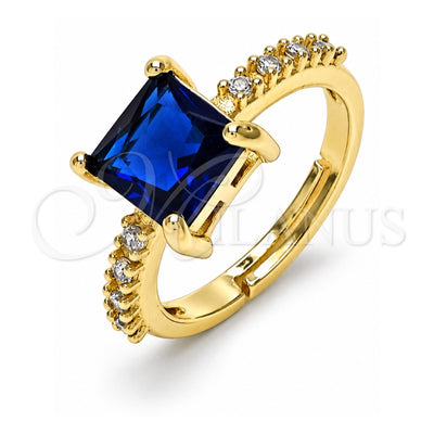 Oro Laminado Multi Stone Ring, Gold Filled Style with Sapphire Blue Cubic Zirconia and White Micro Pave, Polished, Golden Finish, 01.284.0056.3 (One size fits all)