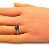 Oro Laminado Multi Stone Ring, Gold Filled Style Heart Design, with Green Cubic Zirconia and White Micro Pave, Polished, Golden Finish, 01.284.0057 (One size fits all)