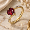 Oro Laminado Multi Stone Ring, Gold Filled Style Heart Design, with Garnet Cubic Zirconia and White Micro Pave, Polished, Golden Finish, 01.284.0057.4 (One size fits all)