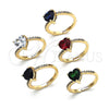 Oro Laminado Multi Stone Ring, Gold Filled Style Heart Design, with Garnet Cubic Zirconia and White Micro Pave, Polished, Golden Finish, 01.284.0057.4 (One size fits all)
