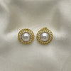 Oro Laminado Stud Earring, Gold Filled Style with Ivory Pearl, Polished, Golden Finish, 02.379.0012