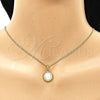 Oro Laminado Earring and Pendant Adult Set, Gold Filled Style with Ivory Pearl, Polished, Golden Finish, 10.379.0034