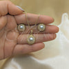 Oro Laminado Earring and Pendant Adult Set, Gold Filled Style with Ivory Pearl, Polished, Golden Finish, 10.379.0034
