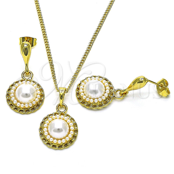 Gold Filled Ring — Earring and Pendant Adult Set with Ivory Pearl — main product view — SKU 148623 | Oro Laminado anillo — Earring and Pendant Adult Set with Ivory Pearl — SKU 148623
