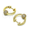 Oro Laminado Huggie Hoop, Gold Filled Style with White Micro Pave, Polished, Golden Finish, 02.195.0153.20