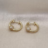 Oro Laminado Huggie Hoop, Gold Filled Style with White Micro Pave, Polished, Golden Finish, 02.195.0153.20