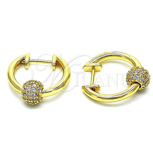 Gold Filled Hoop Earrings — Huggie Hoop with White Micro Pave Polished 02. — main product view — SKU 148629 | Oro Laminado aretes de aro — Huggie Hoop with blanco Micro Pave pulido 02. — SKU 148629