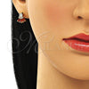 Oro Laminado Stud Earring, Gold Filled Style Baguette Design, with Garnet and White Cubic Zirconia, Polished, Golden Finish, 02.310.0022.1