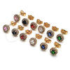 Oro Laminado Stud Earring, Gold Filled Style with Garnet and White Cubic Zirconia, Polished, Golden Finish, 02.310.0028.4
