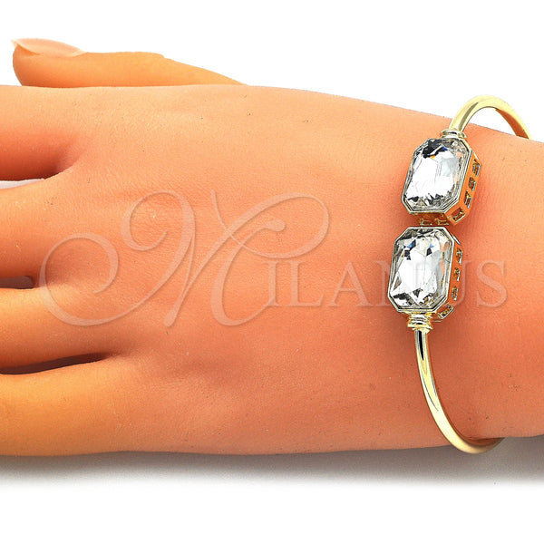 Gold Filled Jewelry — Individual Bangle with White Crystal Polished 07. 02 — alternate product view — SKU 148645 | Oro Laminado joyería — Individual Bangle with cristal blanco pulido 07. 02 — SKU 148645