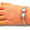 Oro Laminado Individual Bangle, Gold Filled Style with White Crystal, Polished, Golden Finish, 07.380.0004 (02 MM Thickness, One size fits all)