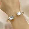 Oro Laminado Individual Bangle, Gold Filled Style with White Crystal, Polished, Golden Finish, 07.380.0004 (02 MM Thickness, One size fits all)