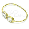 Oro Laminado Individual Bangle, Gold Filled Style with White Crystal, Polished, Golden Finish, 07.380.0004 (02 MM Thickness, One size fits all)