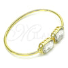 Oro Laminado Individual Bangle, Gold Filled Style with White Crystal, Polished, Golden Finish, 07.380.0004 (02 MM Thickness, One size fits all)