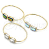 Oro Laminado Individual Bangle, Gold Filled Style with Aurore Boreale Crystal, Polished, Golden Finish, 07.380.0004.1 (02 MM Thickness, One size fits all)