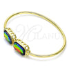 Oro Laminado Individual Bangle, Gold Filled Style with Vitrail Medium Crystal, Polished, Golden Finish, 07.380.0004.2 (02 MM Thickness, One size fits all)