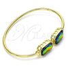 Oro Laminado Individual Bangle, Gold Filled Style with Vitrail Medium Crystal, Polished, Golden Finish, 07.380.0004.2 (02 MM Thickness, One size fits all)