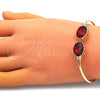 Oro Laminado Individual Bangle, Gold Filled Style with Siam Crystal, Polished, Golden Finish, 07.380.0005 (02 MM Thickness, One size fits all)