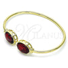 Oro Laminado Individual Bangle, Gold Filled Style with Siam Crystal, Polished, Golden Finish, 07.380.0005 (02 MM Thickness, One size fits all)
