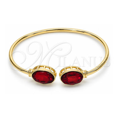 Oro Laminado Individual Bangle, Gold Filled Style with Siam Crystal, Polished, Golden Finish, 07.380.0005 (02 MM Thickness, One size fits all)