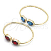 Oro Laminado Individual Bangle, Gold Filled Style with Siam Crystal, Polished, Golden Finish, 07.380.0005 (02 MM Thickness, One size fits all)