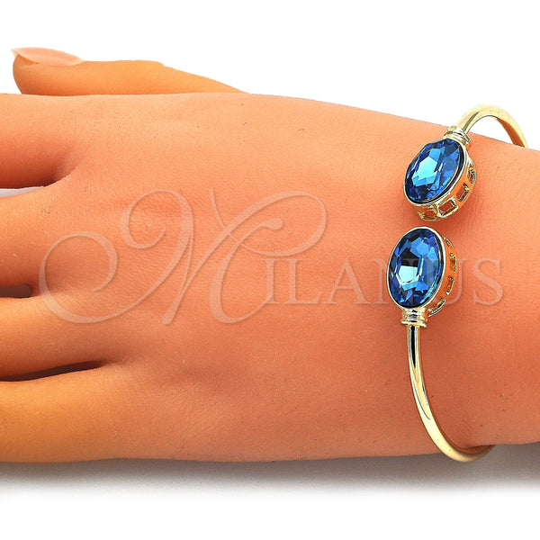 Gold Filled Jewelry — Individual Bangle with Indicolite Crystal Polished 07. 02 — alternate product view — SKU 148649 | Oro Laminado joyería — Individual Bangle with Indicolite cristal pulido 07. 02 — SKU 148649
