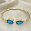 Oro Laminado Individual Bangle, Gold Filled Style with Indicolite Crystal, Polished, Golden Finish, 07.380.0005.1 (02 MM Thickness, One size fits all)