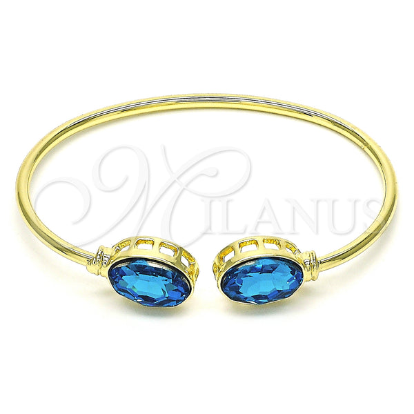 Gold Filled Jewelry — Individual Bangle with Indicolite Crystal Polished 07. 02 — main product view — SKU 148649 | Oro Laminado joyería — Individual Bangle with Indicolite cristal pulido 07. 02 — SKU 148649