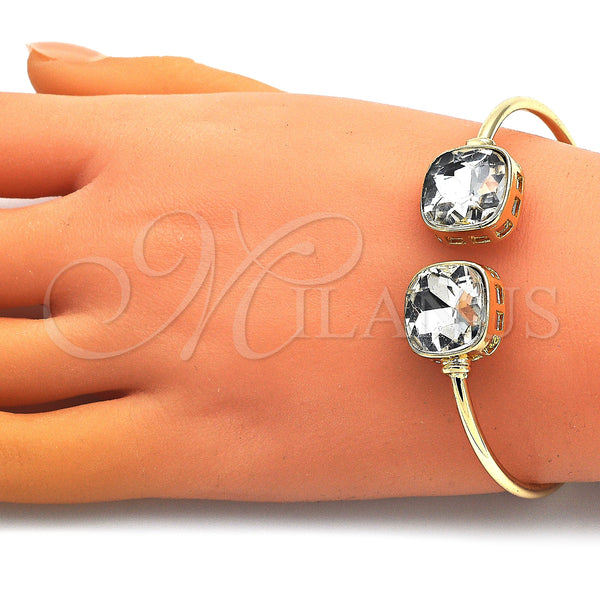 Gold Filled Jewelry — Individual Bangle with White Crystal Polished 07. 02 — alternate product view — SKU 148650 | Oro Laminado joyería — Individual Bangle with cristal blanco pulido 07. 02 — SKU 148650