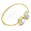 Oro Laminado Individual Bangle, Gold Filled Style with White Crystal, Polished, Golden Finish, 07.380.0006 (02 MM Thickness, One size fits all)