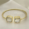Oro Laminado Individual Bangle, Gold Filled Style with White Crystal, Polished, Golden Finish, 07.380.0006 (02 MM Thickness, One size fits all)