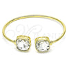 Oro Laminado Individual Bangle, Gold Filled Style with White Crystal, Polished, Golden Finish, 07.380.0006 (02 MM Thickness, One size fits all)