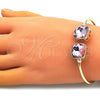 Oro Laminado Individual Bangle, Gold Filled Style with Light Rose Crystal, Polished, Golden Finish, 07.380.0006.1 (02 MM Thickness, One size fits all)