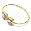 Oro Laminado Individual Bangle, Gold Filled Style with Light Rose Crystal, Polished, Golden Finish, 07.380.0006.1 (02 MM Thickness, One size fits all)