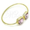 Oro Laminado Individual Bangle, Gold Filled Style with Light Rose Crystal, Polished, Golden Finish, 07.380.0006.1 (02 MM Thickness, One size fits all)