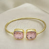 Oro Laminado Individual Bangle, Gold Filled Style with Light Rose Crystal, Polished, Golden Finish, 07.380.0006.1 (02 MM Thickness, One size fits all)