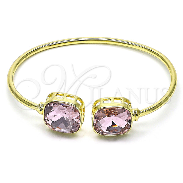 Gold Filled Jewelry — Individual Bangle with Light Rose Crystal Polished 07. — main product view — SKU 148651 | Oro Laminado joyería — Individual Bangle with Light Rose cristal pulido 07. — SKU 148651