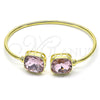 Oro Laminado Individual Bangle, Gold Filled Style with Light Rose Crystal, Polished, Golden Finish, 07.380.0006.1 (02 MM Thickness, One size fits all)