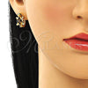 Oro Laminado Huggie Hoop, Gold Filled Style Turtle Design, with Black Cubic Zirconia, Polished, Golden Finish, 02.210.0712.2.12