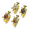 Oro Laminado Huggie Hoop, Gold Filled Style Turtle Design, with Black Cubic Zirconia, Polished, Golden Finish, 02.210.0712.2.12