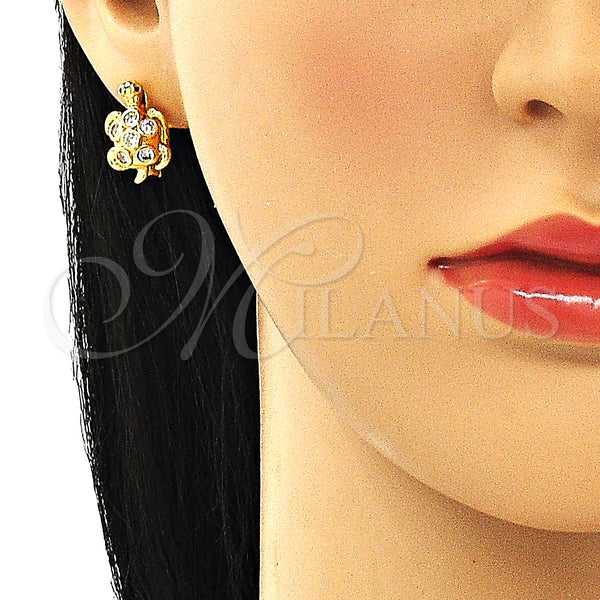 Gold Filled Hoop Earrings — Huggie Hoop Turtle Design with White Cubic Zirconia — alternate product view — SKU 148694 | Oro Laminado aretes de aro — Huggie Hoop Turtle diseño with blanco Cubic Zirconia — SKU 148694