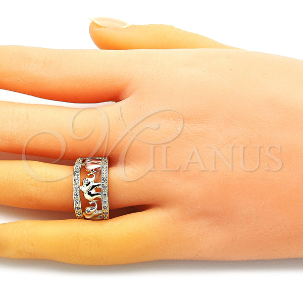 Gold Filled Ring — Multi Stone Ring Elephant Design with Multicolor Cubic — alternate product view — SKU 148702 | Oro Laminado anillo — Multi Stone Ring Elephant diseño with Multicolor Cubic — SKU 148702