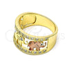 Oro Laminado Multi Stone Ring, Gold Filled Style Elephant Design, with Multicolor Cubic Zirconia, Polished, Tricolor, 01.253.0010.1.07 (Size 7)