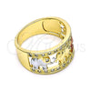 Oro Laminado Multi Stone Ring, Gold Filled Style Elephant Design, with Multicolor Cubic Zirconia, Polished, Tricolor, 01.253.0010.1.07 (Size 7)