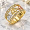 Oro Laminado Multi Stone Ring, Gold Filled Style Elephant Design, with Multicolor Cubic Zirconia, Polished, Tricolor, 01.253.0010.1.07 (Size 7)