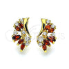 Oro Laminado Huggie Hoop, Gold Filled Style Wings and Teardrop Design, with Garnet and White Cubic Zirconia, Polished, Golden Finish, 02.210.0717.1.10