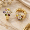 Oro Laminado Huggie Hoop, Gold Filled Style Flower Design, with Multicolor Cubic Zirconia, Polished, Golden Finish, 02.210.0720.3.15