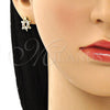 Oro Laminado Stud Earring, Gold Filled Style Turtle Design, with Multicolor Micro Pave, Polished, Golden Finish, 02.284.0045